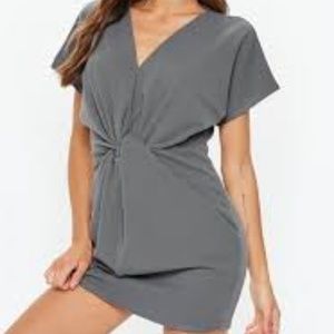 Dark Gray Knot Front Shift Dress